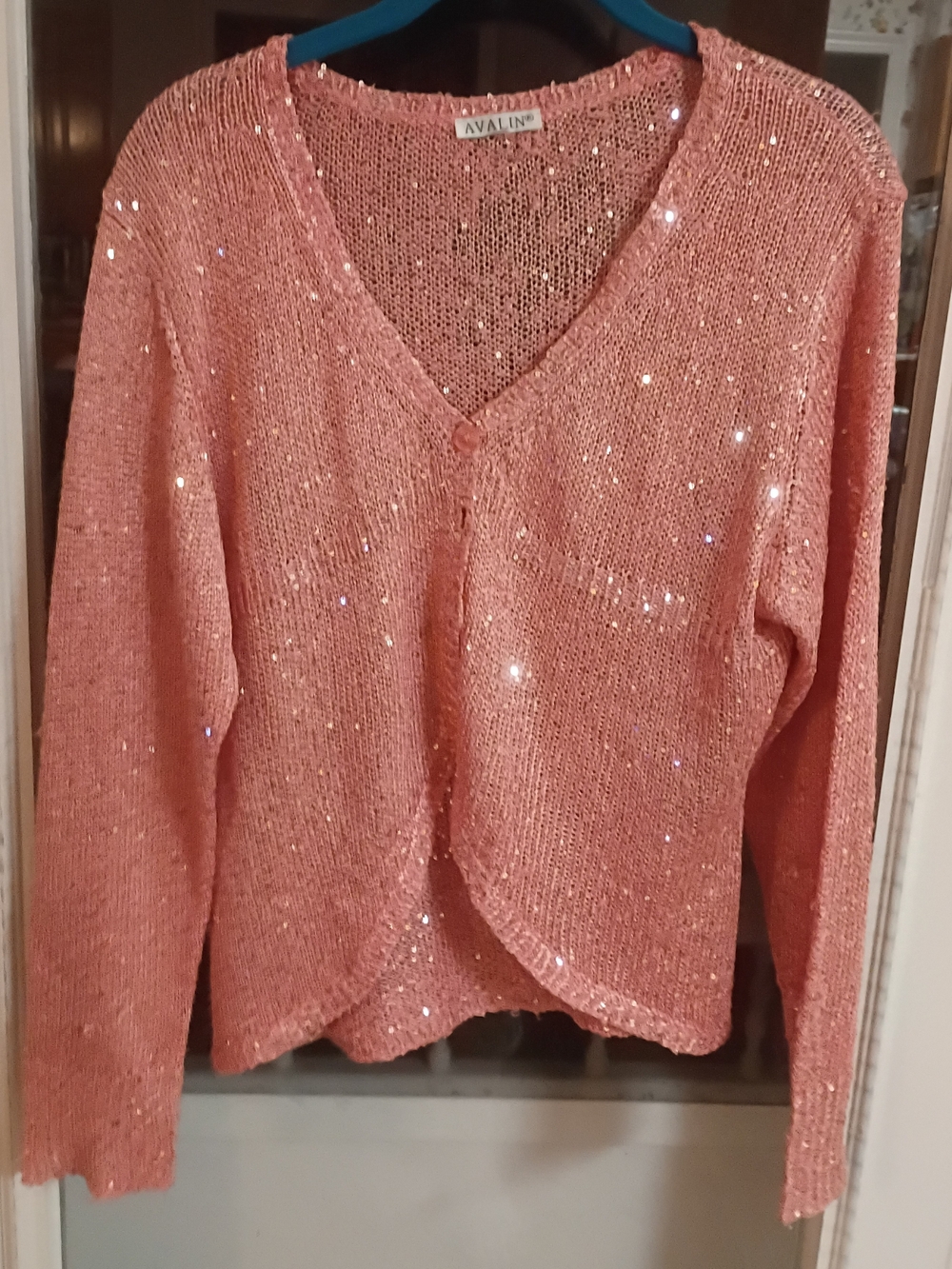 Avalin Pink Sequin V-Neck Women's Sweater